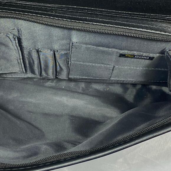 Solo New York Black Leather Laptop Bag Briefcase 15.5" Computer MacBook Strap - Picture 9 of 16